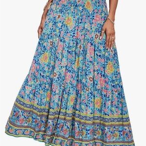 Floral Blue Maxi Skirt